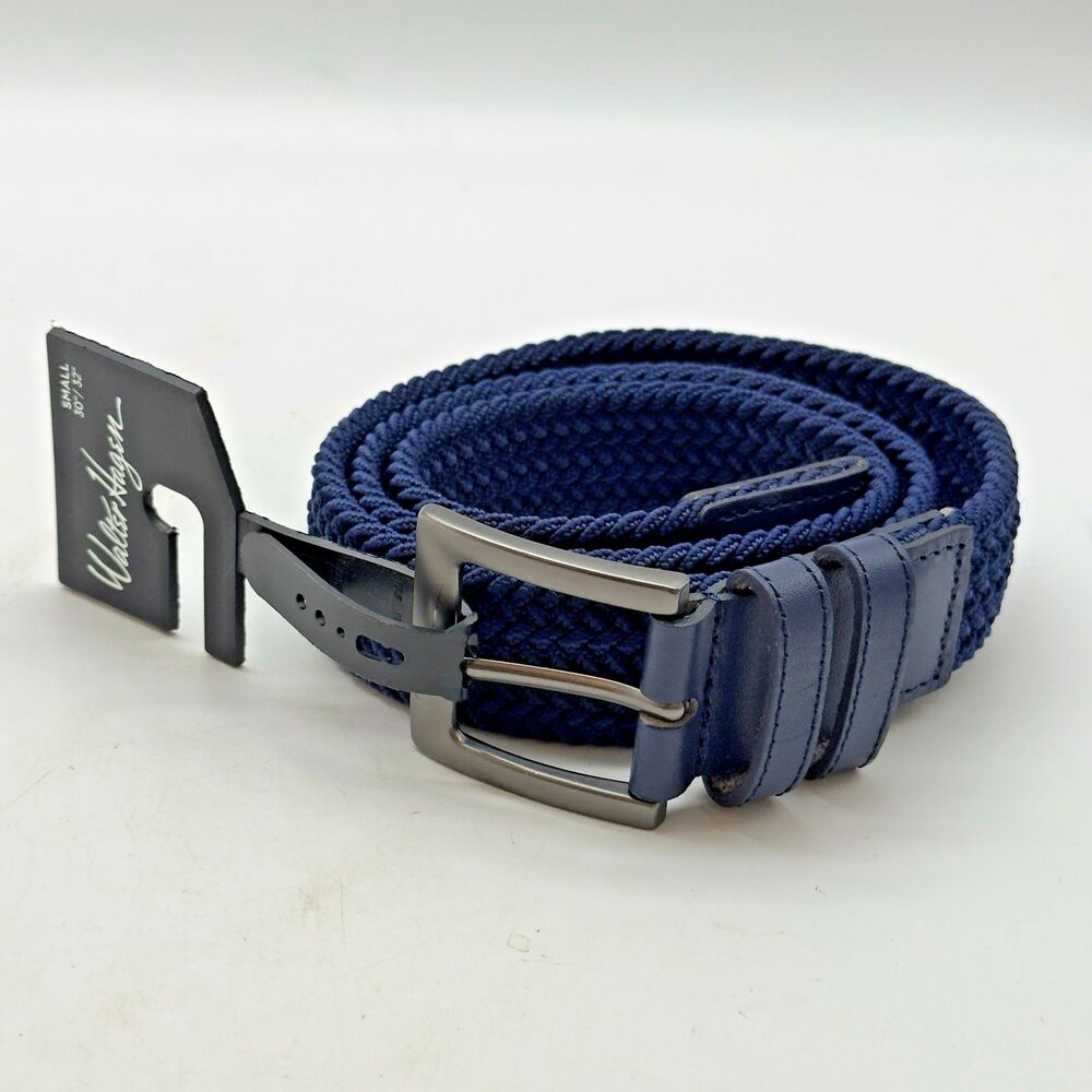 NEW Walter Hagan Golf Belt Men's Small 30-32" Stretch Basketweave Navy Blue Belt